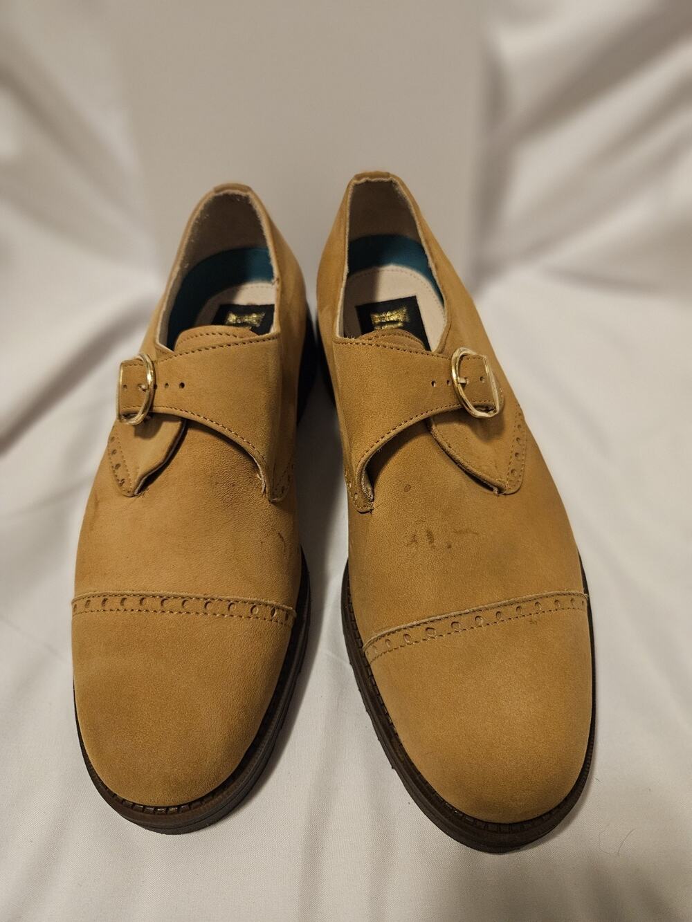 Vintage 90s Ludan Tan Suede Monk Strap Brogue Y2K Shoes Japan 26.5 E US 8.5